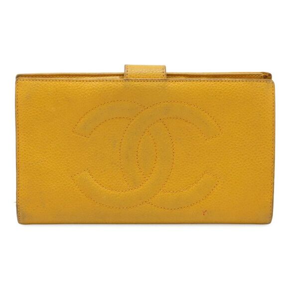 Chanel Caviar Leather Long Wallet Yellow - Picture 1 of 9
